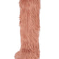 Fluffy Faux Fur Over The Knee Boot - Pink