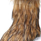 Black Furry Faux Fur Mid Calf Bootie - Brown