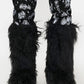 Black Furry Faux Fur Mid Calf Bootie - Black