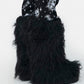 Black Furry Faux Fur Mid Calf Bootie - Black