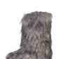 Black Furry Faux Fur Mid Calf Bootie - Grey