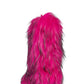 Black Furry Faux Fur Mid Calf Bootie - Fuchsia