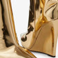 Sharp Pointed Toe Knee High Wedge Boot - Gold