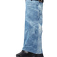 Denim Buckle Detail Fold Over Square Toe Chunky Platform Block Heel Knee High Boots