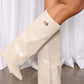 Croc-Effect Hardware Detail Folded Block Heel Knee High Long Boots - White