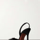 Crystal-Embellished Satin Pointed Toe Slingback Pumps - Black
