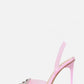 Pink Clear Diamante Bow Slingback Pointed Toe Court Heels