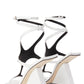 Patent Wrap Around Square Toe Cut-Out Sculpted Sandals - White