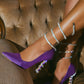 Embellished Coil Wrap Around Pointed Toe Stiletto Pumps Heels - Purple