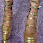 Gold Strappy Round Toe Platform Mary Jane Heels