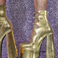 Gold Strappy Round Toe Platform Mary Jane Heels