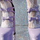 Lilac Patent Strappy Bow Round Toe Platform Mary Jane Heels
