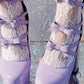Lilac Patent Strappy Bow Round Toe Platform Mary Jane Heels
