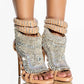 Rhinestone-Embellished Faux Leather Pointed Peep Toe Stiletto Heels - Nude