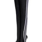 Striped Heeled Thigh High Sock Boots - Black