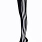 Striped Heeled Thigh High Sock Boots - Black