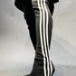 Striped Heeled Thigh High Sock Boots - Black