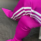 Striped Heeled Thigh High Sock Boots - Hot Pink