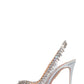 Crystal Embellished Open Pointed Toe Stiletto Heeled Pvc Slingback Pumps