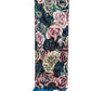 Blue Floral Folded Knee High Square Toe Block Heel Long Boots