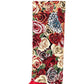 Red Floral Folded Knee High Square Toe Block Heel Long Boots