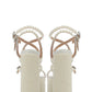 Pearls Embellished Strappy Diamante Buckle Square Toe Statement Platform Block Heel