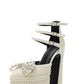 Pearls & Bow Embellished Double Platform Pointy Pumps With Triple Ankle Straps Detailing