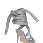 Grey Jersey Knit Lace Up Square Toe?Ankle Stiletto Heels