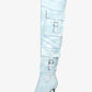 Denim Cargo Pocket Pointed Toe Thigh High Stiletto Boots