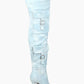 Denim Cargo Pocket Pointed Toe Thigh High Stiletto Boots