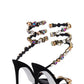 Rhinestones-Embellished Snake Wrap Stiletto Sandals - Multicolor