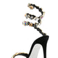 Rhinestones-Embellished Snake Wrap Stiletto Sandals - Multicolor