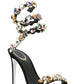 Rhinestones-Embellished Snake Wrap Stiletto Sandals - Multicolor