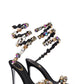 Rhinestones-Embellished Snake Wrap Stiletto Sandals - Multicolor