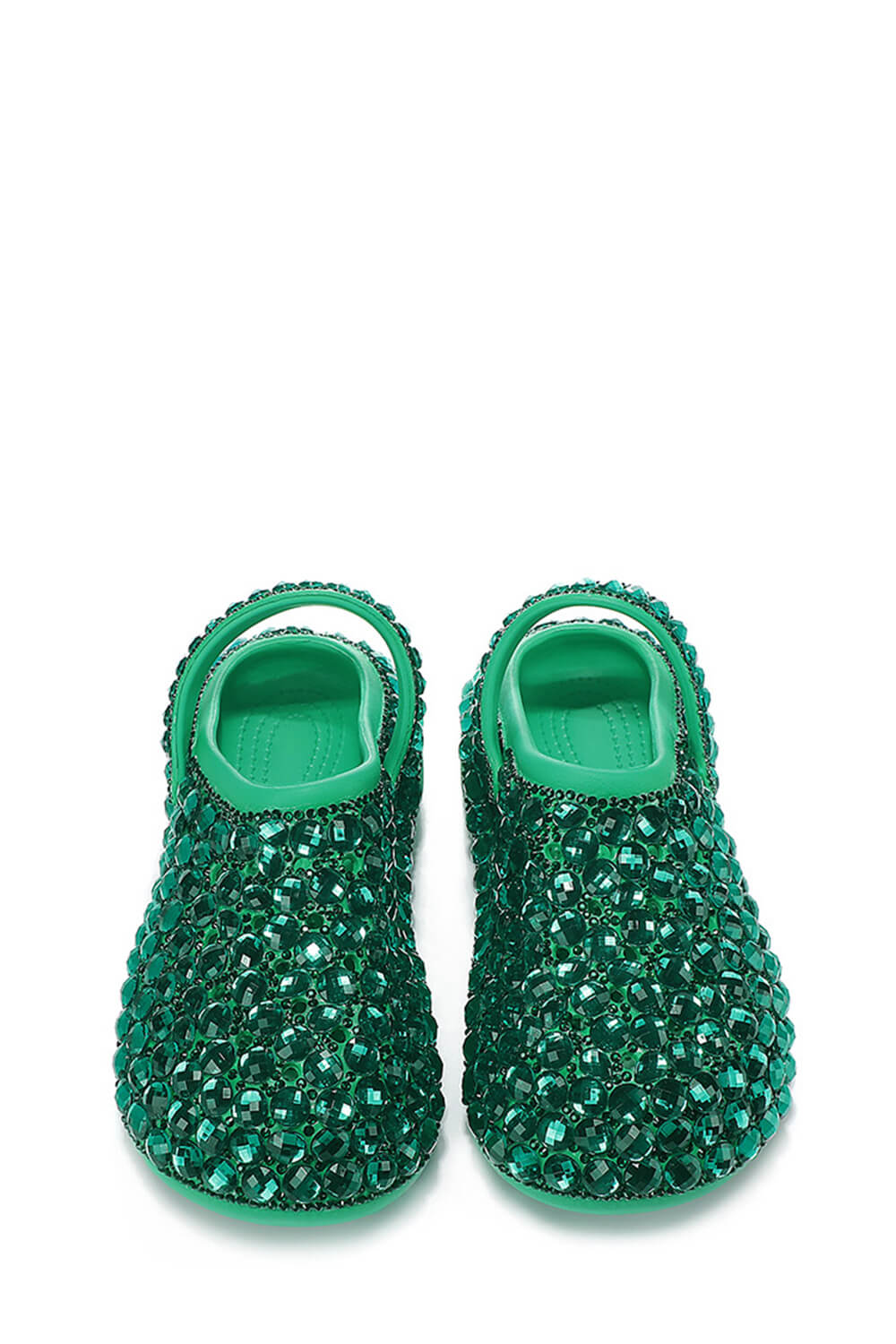 Rhinestone-Embellished Rubber Sling Back Slip On Platform Clogs