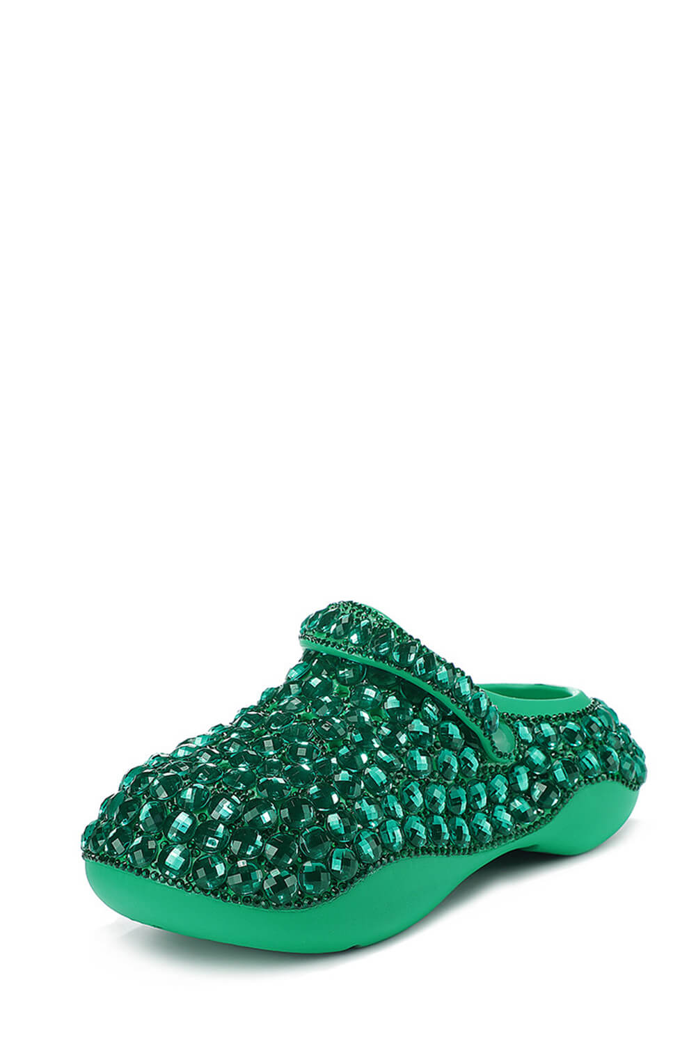 Rhinestone-Embellished Rubber Sling Back Slip On Platform Clogs