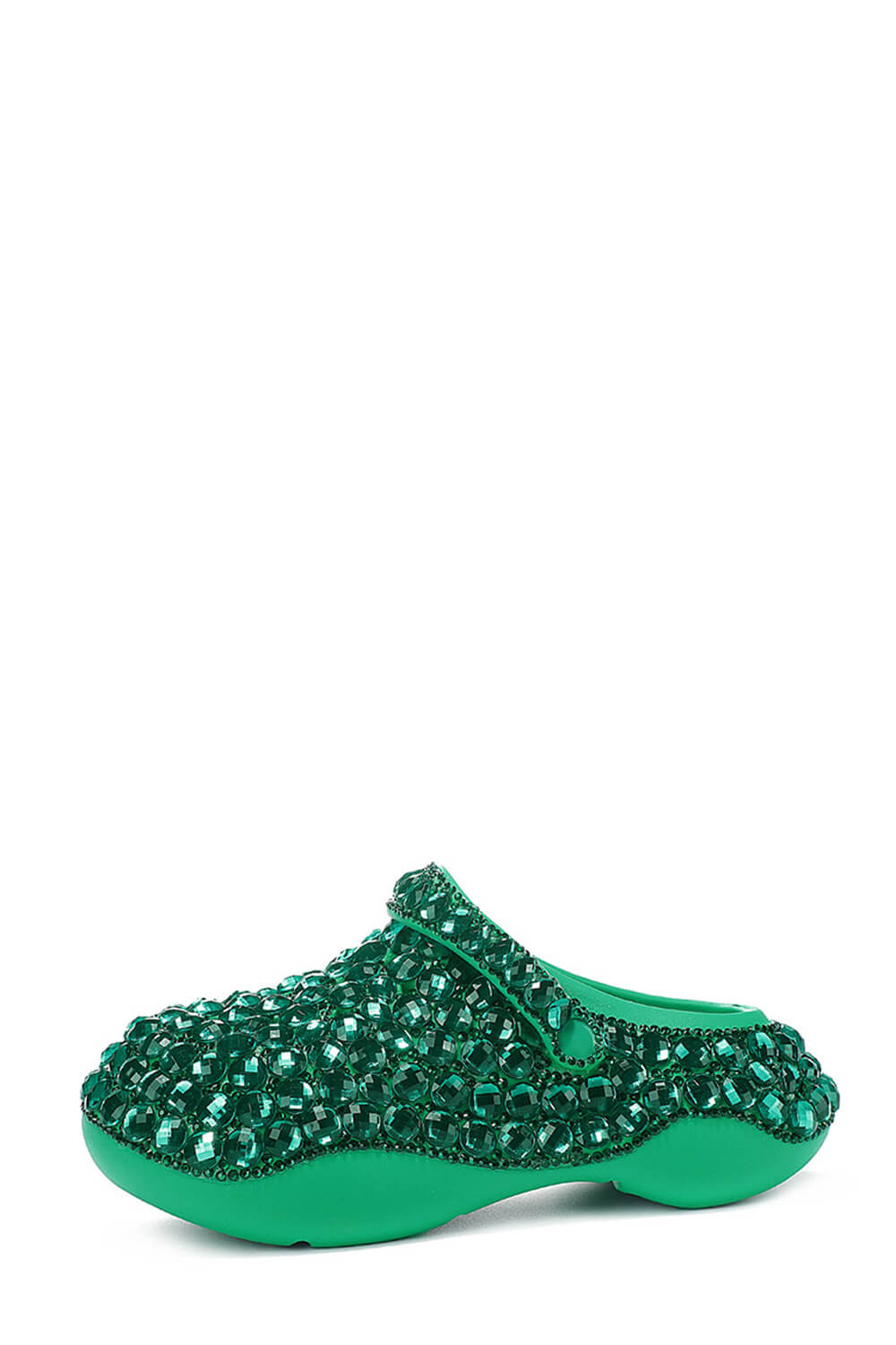 Rhinestone-Embellished Rubber Sling Back Slip On Platform Clogs