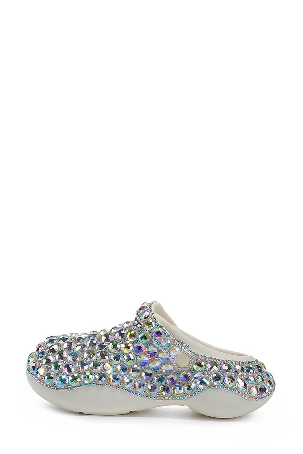 Rhinestone-Embellished Rubber Sling Back Slip On Platform Clogs