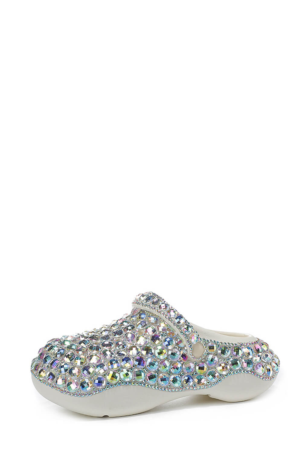 Rhinestone-Embellished Rubber Sling Back Slip On Platform Clogs