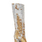 Sequin Knee High Square Toe Block Heel Long Boots - Yellow