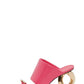 Diamond Faux Leather Square Toe Chain Heel Sandal - Pink