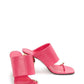 Diamond Faux Leather Square Toe Chain Heel Sandal - Pink