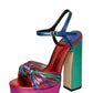 Multicolor Knotted Block Heel Platform Sandals