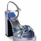 Silver Knotted Block Heel Platform Sandals