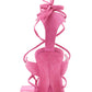 Faux Suede Strap Open Square Toe Lace-Up Pyramid Wedge Thong Sandals - Pink