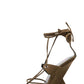 Faux Suede Strap Open Square Toe Lace-Up Pyramid Wedge Thong Sandals - Brown
