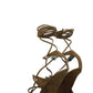Faux Suede Strap Open Square Toe Lace-Up Pyramid Wedge Thong Sandals - Brown