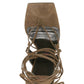 Faux Suede Strap Open Square Toe Lace-Up Pyramid Wedge Thong Sandals - Brown