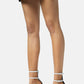 Strappy Buckled Satin Pointed Toe Stiletto Heeled Sandals - White