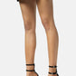 Strappy Buckled Satin Pointed Toe Stiletto Heeled Sandals - Black